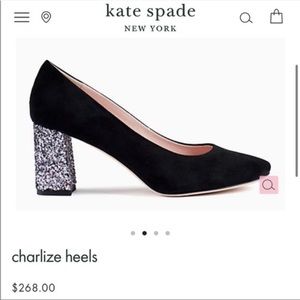Kate Spade Black Suede pumps with Silver Glitter Heels, Size 9 1/2